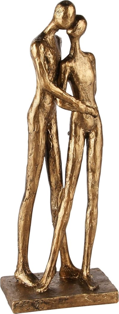 Dekoratief | Koppel kussend, goud, resina, 10x7x26cm | A245169