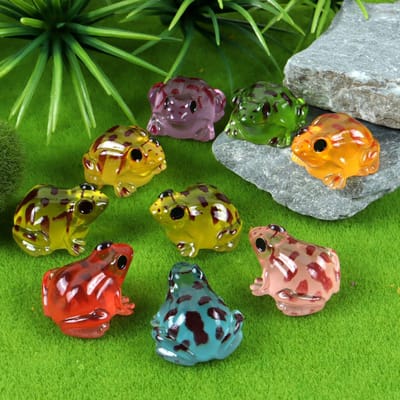 5 stuks/10 stuks Mini Kikkers Gloeien in het Donker Sprookjestuin Potten Miniatuur Decoratie Lichtgevende Kikker Terrarium DIY Accessoires yellow