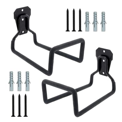 Tuinslanghouder - Metalen tuinslangrek - Tuinslangopslag - Zware wandmontage - Tuinslanghouder - Zwart - 2-pack