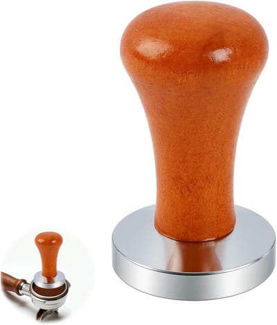 Koffie Tamper - Espresso Stampen - Espresso Bereiding - Ergonomisch Houten Handvat - 51 mm - Bruin