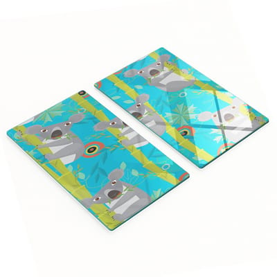 Multifunctionele decoratieve glazen keukenplanken met koala-motief, 2x30x52 cm