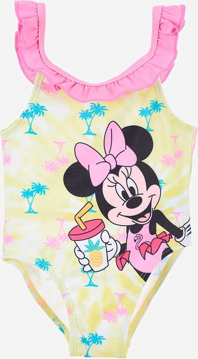 Minnie Mouse badpak - geel met roze - Disney zwempak meisjes - maat 74
