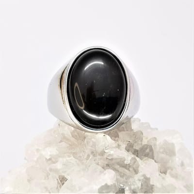 Ring - RVS - Edelsteen - Onyx - Statement - Ovale brede zegelring - maat 21. Deze geweldige ring is mooie zelf te dragen of iemand cadeau te geven.
