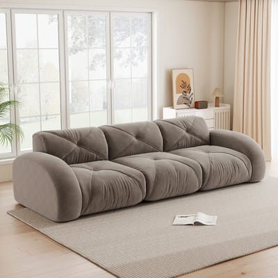Wishdor Modulaire Bank Zonder Frame - Zacht Zitcomfort En Antislip Ontwerp - Modern Voor De Woonkamer - Chenille - Bruin