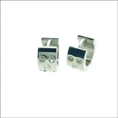 Aramat Jewels | Oorringen | Stalen Huggie Oorringen 14mm RVS Unisex | 5-zirkonia-steentjes-14x7mm | |7mm | Staal | Kinderen, Volwassenen | Verkleurd niet