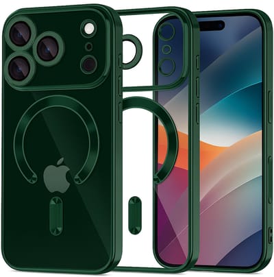 Backcover hoesje Geschikt voor: iPhone 17 Pro - met geïntegreerde Camera lens bescherming [magnetische hoes] compatibel met MagSafe Dames Heren - Groen