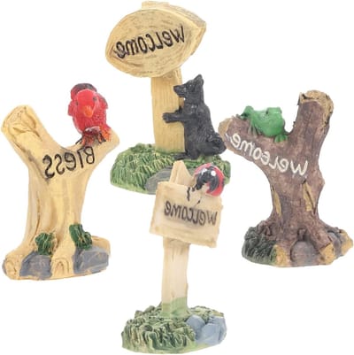 Mini Verkeersborden - Dieren Beeldjes - Sprookjestuin Decoratie - Hars Materiaal - 4.8x3.5cm - Diverse kleuren