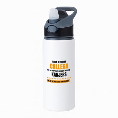 Hacebo® - Trotse collega waterfles met rietje zwart - Collega - een collega - werk - afscheidscadeau - verjaardagscadeau - kado - water fles - 650ML
