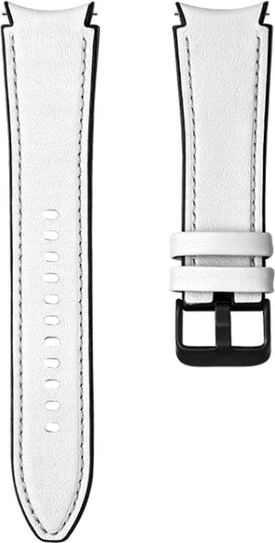 Leren bandje - geschikt voor Samsung Galaxy Watch 7 / Watch FE / Watch 6 / Watch 6 Classic / Watch 5 / Watch 5 Pro / Watch 4 / Watch 4 Classic - wit
