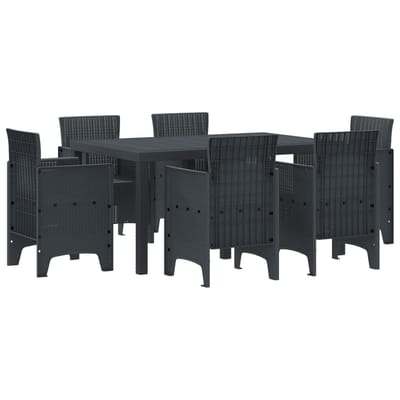 vidaXL - Tuin - Eettafel - Set - 7 - st - Antraciet - Polt - riet