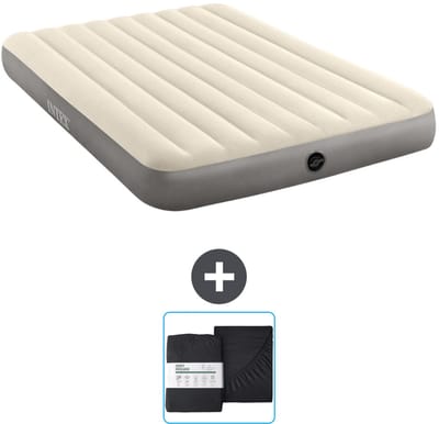 Intex Luchtbed - 2-Persoons - 152 x 203 x 25 cm - Beige - Inclusief en Hoeslaken