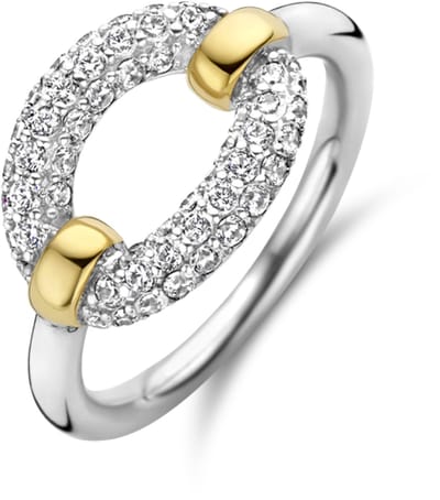 TI SENTO Dames Ring - 925 zilver - Zirkonia met geel verguld - Maat 19.00 mm / maat 60 - 12293ZY