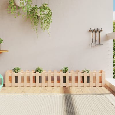 vidaXL - Plantenbak - verhoogd - met - hekontwerp - 200x30x30 - cm - grenenhout
