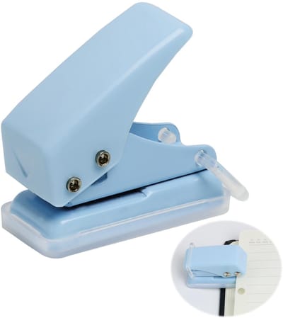 Perforator met één gat, perforator voor 1 gat, multifunctioneel, draagbaar, voor kantoor en thuis, bestandsbinding, doe-het-zelf, bladwijzermap (blauw)