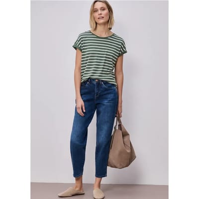 Shirt met losse schouders en strepen