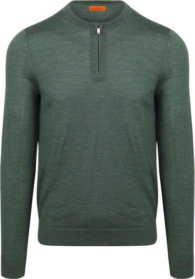 Suitable Crew Zip Merino Groen - Maat L - Heren - Quarter zip - Schipperstrui met rits - Volwassen mannen - Sweater