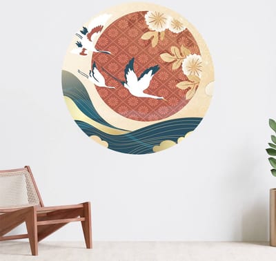 Muurcirkel zelfklevend behang - Luxe zonsondergang - Wanddecoratie - 080cm behangcirkel - Ronde sticker voor aan de muur - Behangsticker verkrijgbaar in verschillende formaten
