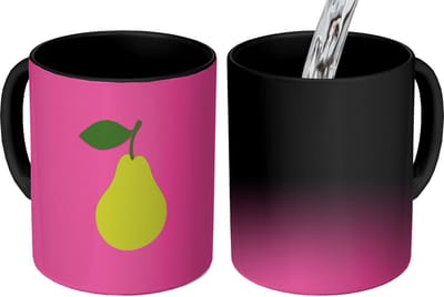 Magische Mok - Foto op Warmte Mokken - Koffiemok - Illustratie - Fruit - Peer - Groen - Magic Mok - Beker - 350 ML - Theemok