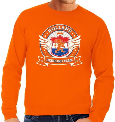 Oranje Holland drinking team sweater / sweater oranje heren - Nederland supporter kleding S