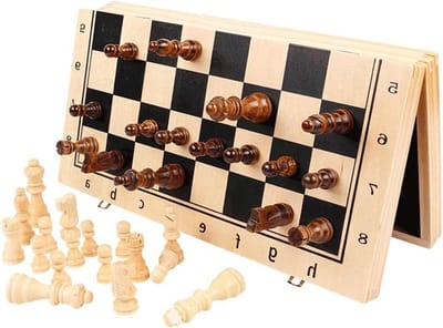 Houten Schaakspel - Reisspel Set - Spel voor Onderweg - Magnetische Stukken - 29 cm - Houtkleur