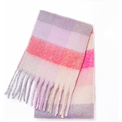 Écharpe Épaisse Chaude d'Hiver de Luxe pour Femmes Châle et Étole en Cachemire Pashmina Foulard Bufanda Femme Longue à Franges Écharpe 220X40cm pink