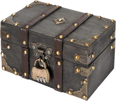 Vintage Houten Schatkist - Decoratieve Opbergkist met Slot en Sleutel