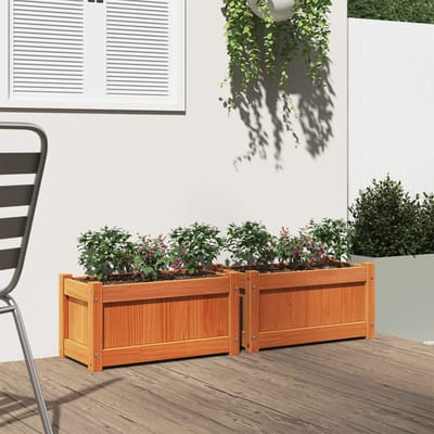 vidaXL - Plantenbakken - 2 - st - cm - massief - grenenhout - wasbruin