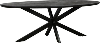 Eettafel Colorado ovaal mangohout 200x100 cm - verjongde rand - Zwart