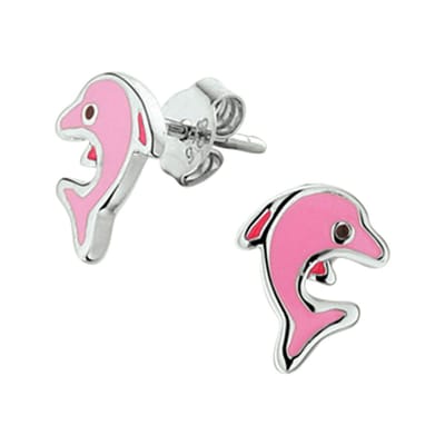Huiscollectie Oorknoppen Dolfijn Zilver Gerhodineerd Glanzend 10 mm x 7.5 mm