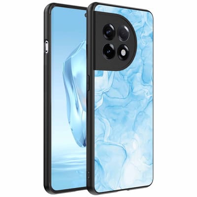 Geschikt voor OnePlus 12 Telefoonhoesje met marmer opdruk - TPU backcover case marble design - Lichtblauw - Smartphonica geschikt voor OnePlus 12