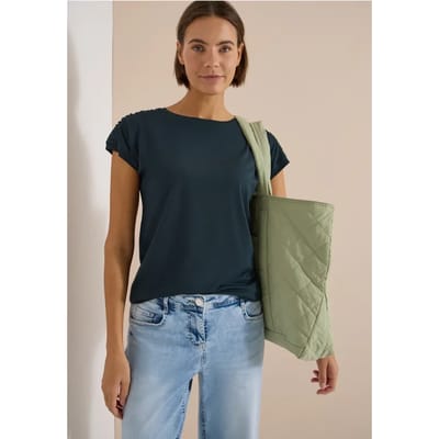 Shirt met korte mouwen en rimpels