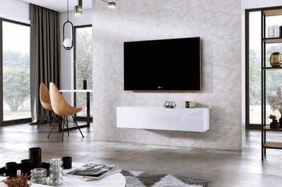 Meubel Square - TV meubel DIAMOND - Wit / Hoogglans Wit - 120cm - Hangend TV Kast