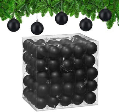 kerstballen set van 100 - Ø 6 cm - mat - kunststof - zwart