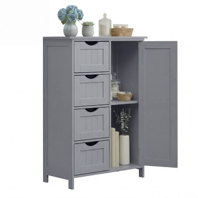 VASAGLE - Badkamerkast - Badkamerkast met 4 Lades - Opbergkast - Verstelbare Plank - Modern Design