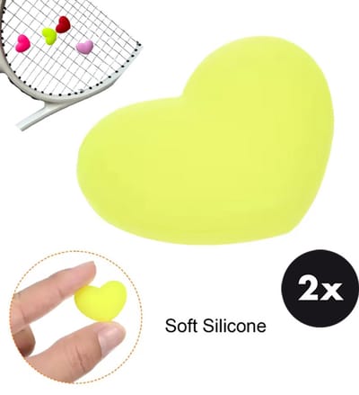 Actie4you® - Tennis Racket demper – Trillingsdemper - Vibration Dampeners – Tennis Demper - 2 Stuks - Hartje Geel