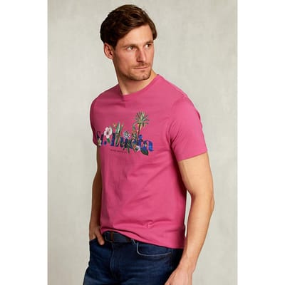 River Woods Normal Fit Basic T-shirt In Amaranth Pink Maat: XL | T-shirts met Print Outlet | Heren | Roze