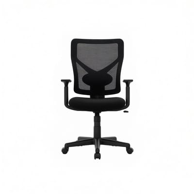 Middenrug netwerk bureaustoel, draaibare ergonomische stoel 53×53×110,5-112,5cm, zwart, met verstelbare lendensteun en armleuningen, kantelmechanisme, ingebouwd veerkussen, draagvermogen 120 kg, comfortabele bureaustoel voor thuis/kantoor/werkstudio