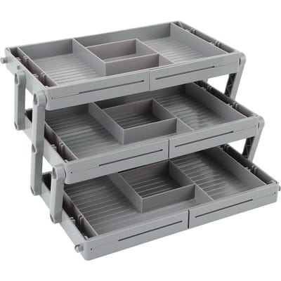 3-laags Lade-organizer Verstelbaar Uitbreidbaar Multi-level Slimme Lade-organizer voor Make-up Sieraden Cosmetica gray