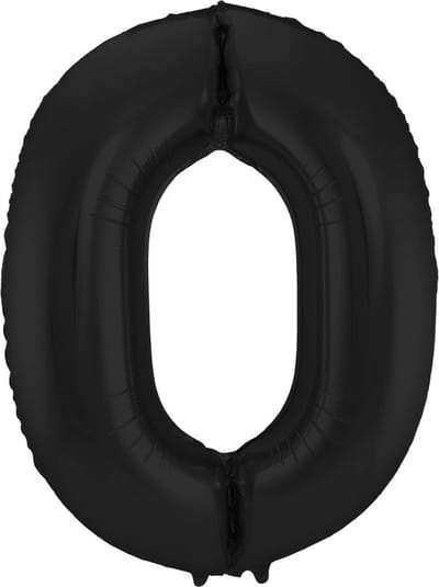 Folat - Folieballon Cijfer 0 Zwart Metallic Mat - 86 cm