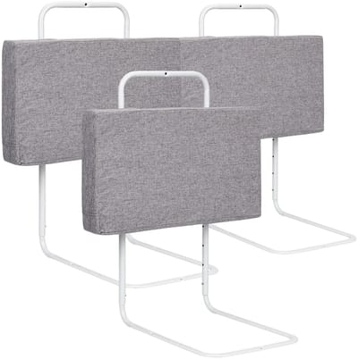 Bedhekje - Verstelbaar - Extra Lang Bedhek - 3x50cm(150CM) Bedhek Babybed - Valbeveiliging - 5-niveaus Hoogteverstelbaar - Valveilig Bedhek - Kinderbedhek voor Gezinsbed en Kinderbed - Grijs