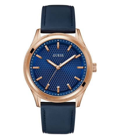 Guess Dex GW0846G2 Horloge - Leer - Blauw - Ø 44 mm