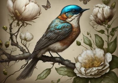 Sweet Bird in Blue- Mint by Michelle decoupage papier A1