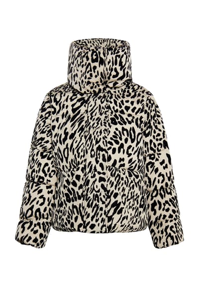 Faina Gewatteerd jasje met luipaardprint Dames beige leo