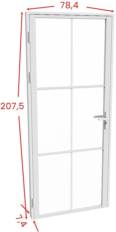 Vente-unique Omkeerbaar deurblok in aluminium en matgehard glas - H204 x B73 cm - Wit - SEROTO