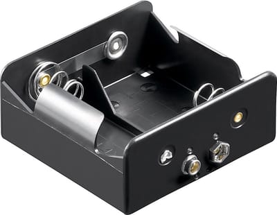 Batterijhouder voor 2 D-batterijen - push-on bevestiging