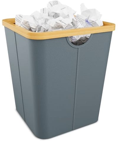 Duurzame bamboe prullenbak voor kantoor en thuiskantoor, recyclebare afvalemmer, 30 liter, vierkant