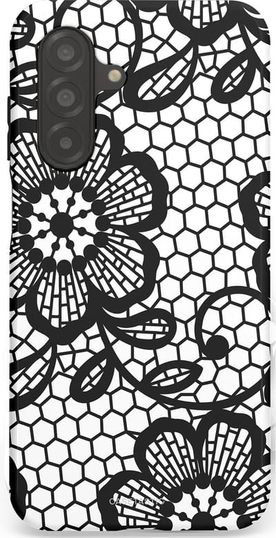 Casetastic Hoesje Geschikt voor Samsung A26 - Stijlvolle Beschermende Duo-layer Case - Zwart Bloemenpatroon