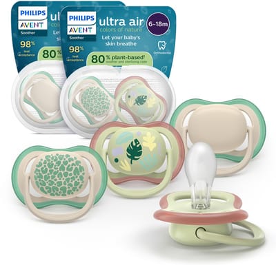 Philips Avent Ultra Air – Ademend en lichtgewicht fopspeen (6-18 mnd) – 4 stuks - SCF087/26