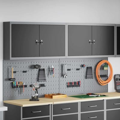 vidaXL - Gereedschapskast - Set - met - plank - 6 - st - Zwart - Gepoedercoat - staal