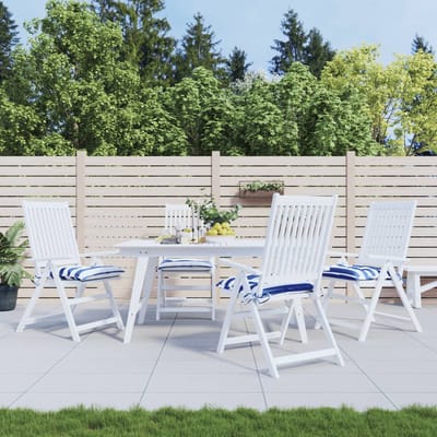 vidaXL - Stoelkussens - 4 - st - gestreept - 40x40x7 - cm - stof - wit - en - blauw
